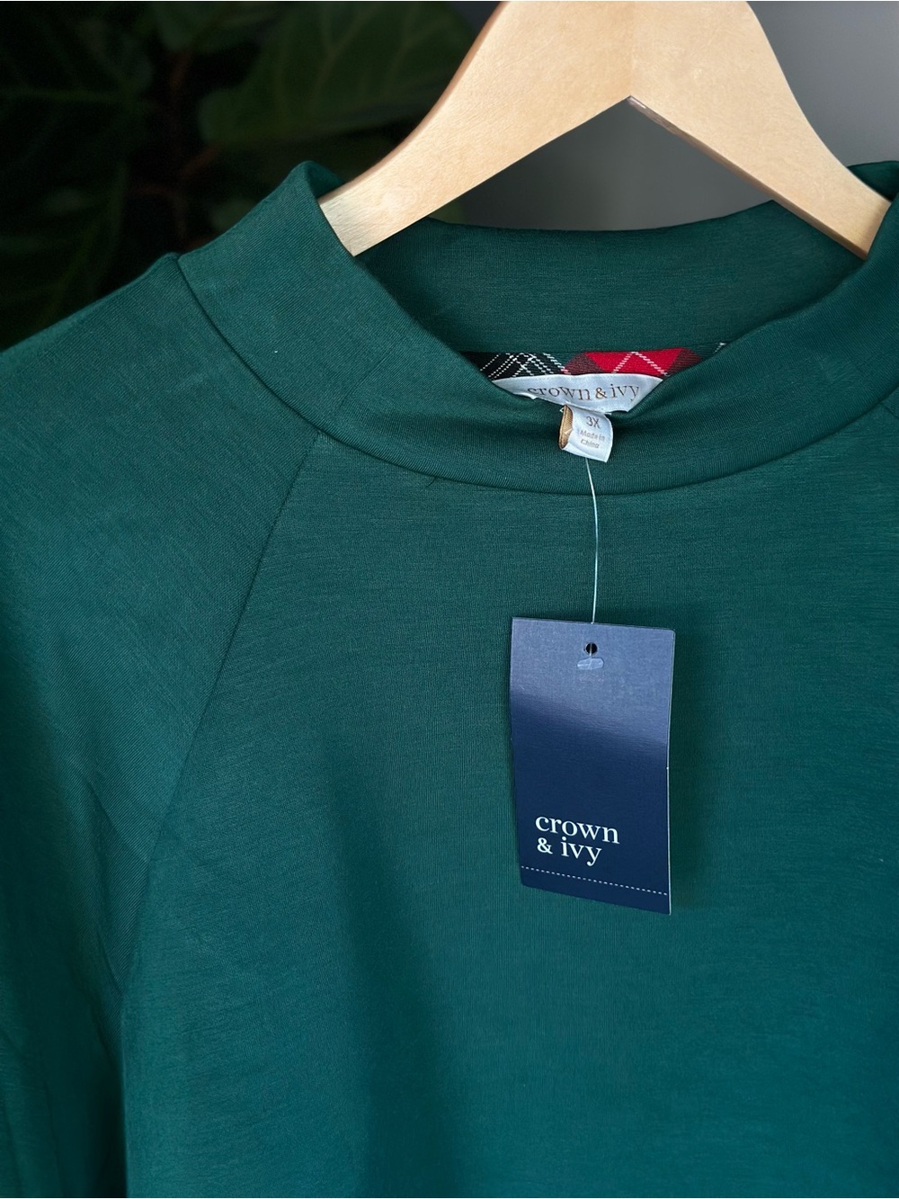 NWT crown & ivy Forest Hunter Green Plus 3X Pullover Athleisure Sweatshirt